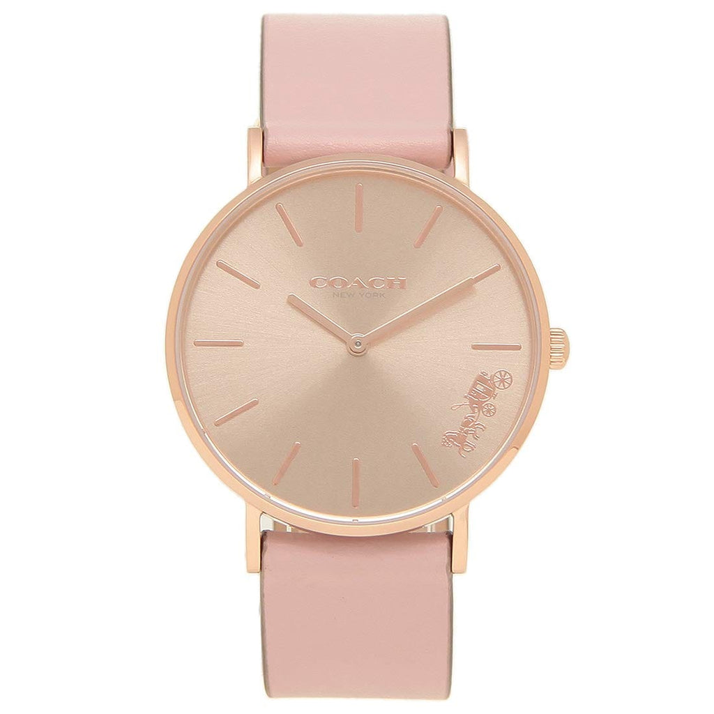 Coach Delancey Gold Dial Pink Leather Strap Watch for Women - 14503332