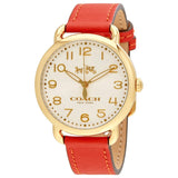 Coach Delancey Ivory Dial Orange Leather Strap Watch for Women - 14502719