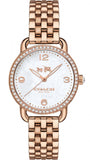 Coach Delancey Mother of Pearl White Dial Rose Gold Steel Strap Watch for Women - 14502479