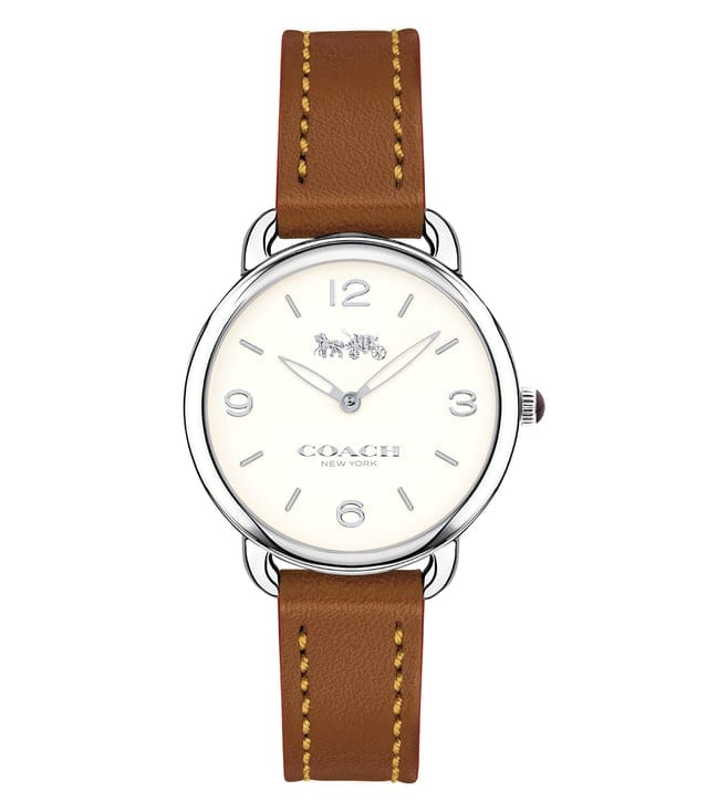 Coach Delancey Slim Cream Dial Brown Leather Strap Watch For Women - 14502789
