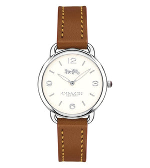 Coach Delancey Slim Cream Dial Brown Leather Strap Watch For Women - 14502789