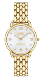 Coach Delancey Slim Silver Dial Gold Steel Strap Watch For Women - 14502782