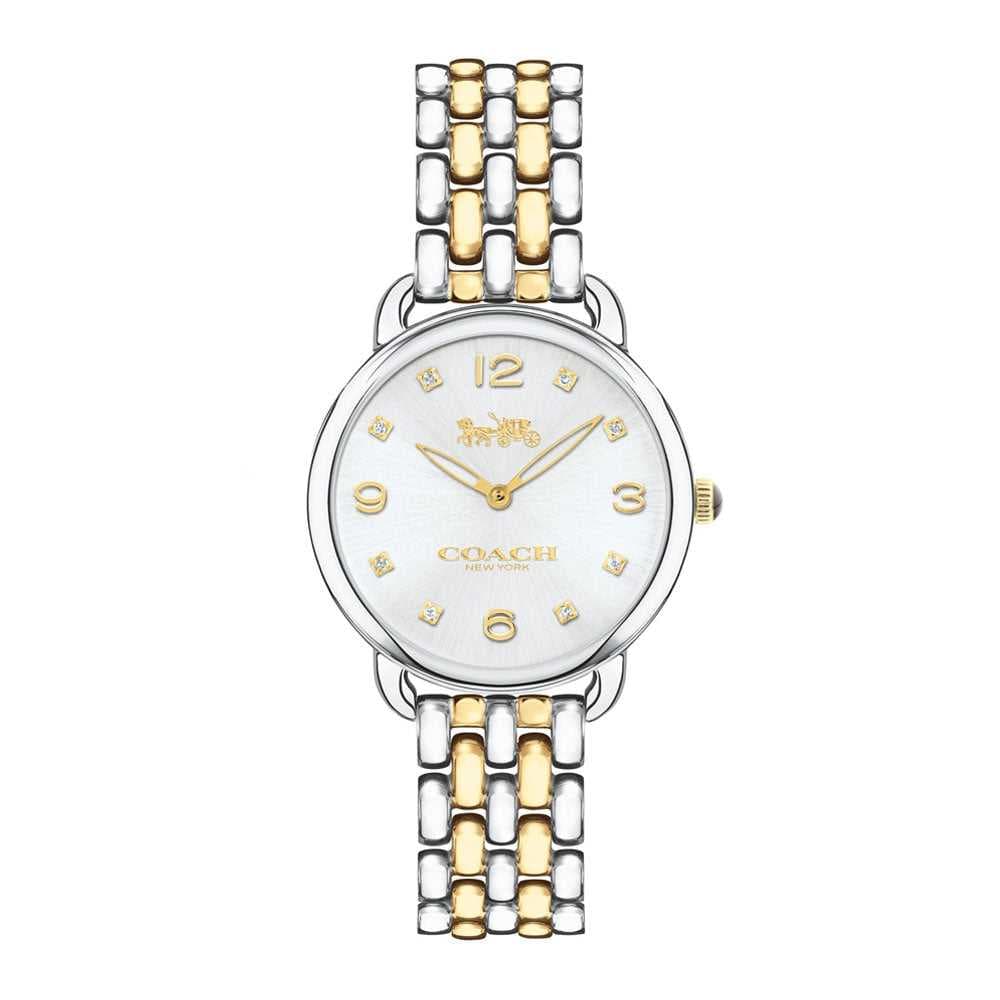 Coach Delancey Slim White Dial Two Tone Steel Strap Watch for Women - 14502784