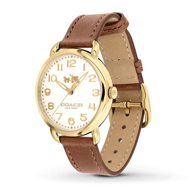 Coach Delancey White Dial Brown Leather Strap Watch for Women - 14502715