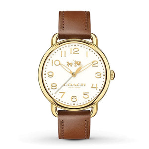 Coach Delancey White Dial Brown Leather Strap Watch for Women - 14502715