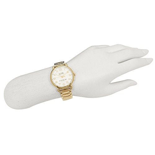 Coach Delancey White Dial Gold Steel Strap Watch for Women - 14502241