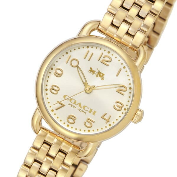 Coach Delancey White Dial Gold Steel Strap Watch for Women - 14502241
