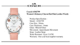 Coach Delancey White Dial Pink Leather Strap Watch for Women - 14502799