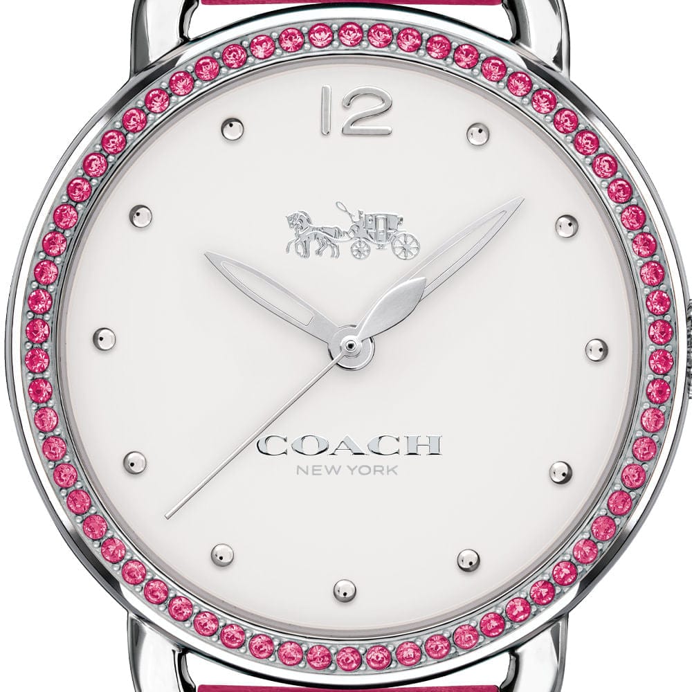 Coach Delancey White Dial Red Leather Strap Watch for Women - 14502879