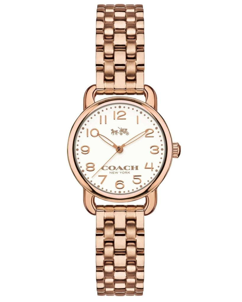 Coach Delancey White Dial Rose Gold Steel Strap Watch for Women - 14502262