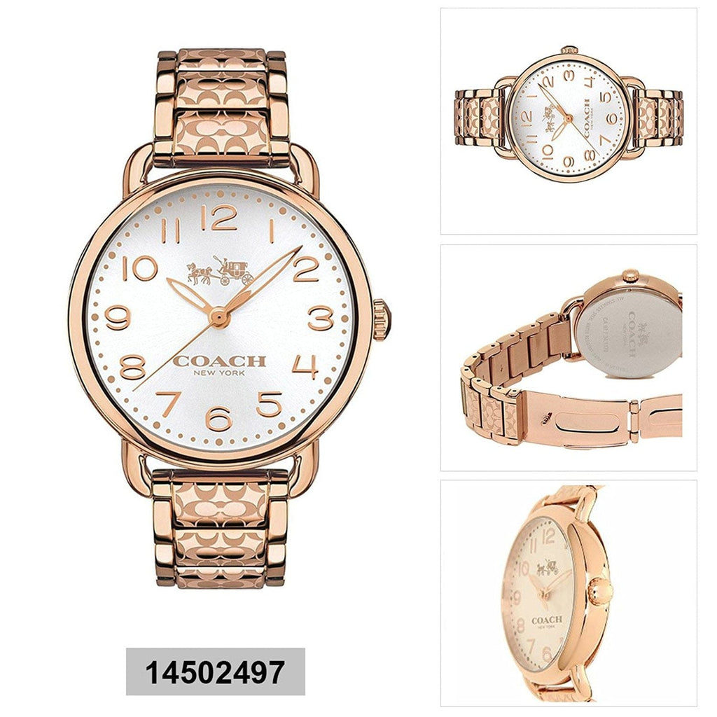 Coach Delancey White Dial Rose Gold Steel Strap Watch for Women - 14502497