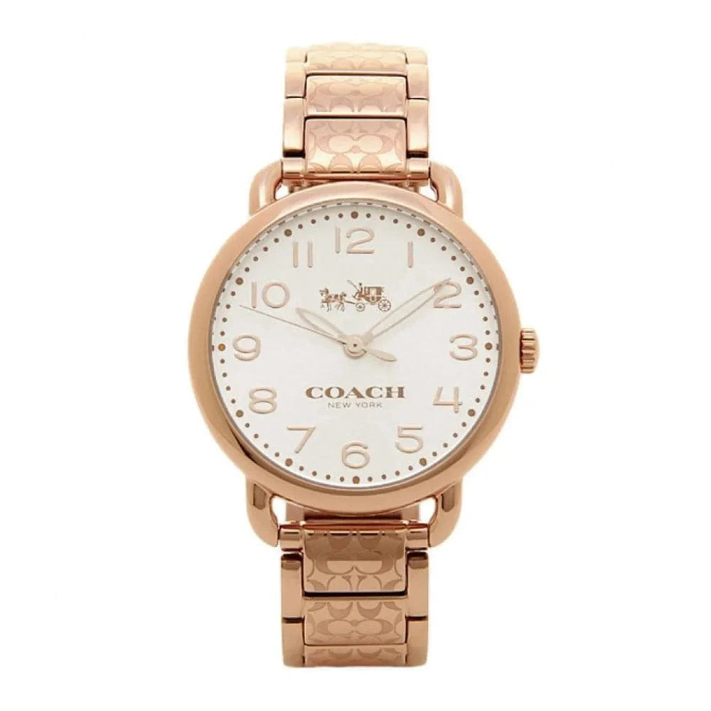 Coach Delancey White Dial Rose Gold Steel Strap Watch for Women - 14502497