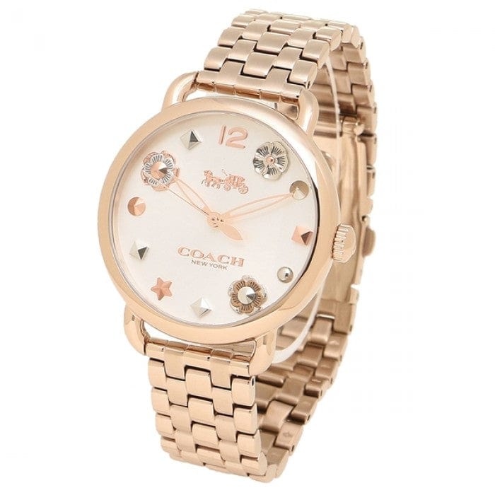 Coach Delancey White Dial Rose Gold Steel Strap Watch for Women - 14502811