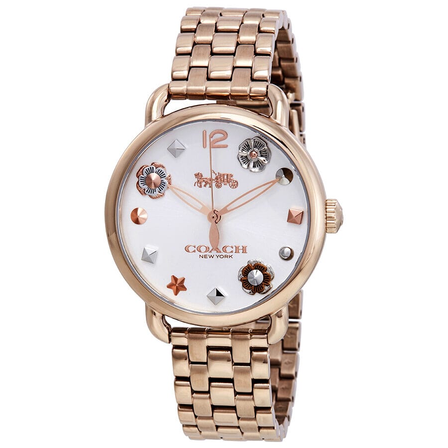 Coach Delancey White Dial Rose Gold Steel Strap Watch for Women - 14502811