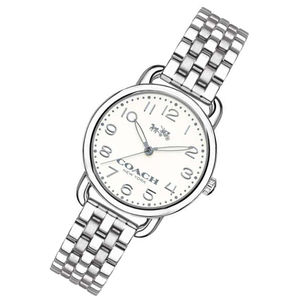 Coach Delancey White Dial Silver Steel Strap Watch for Women - 14502240