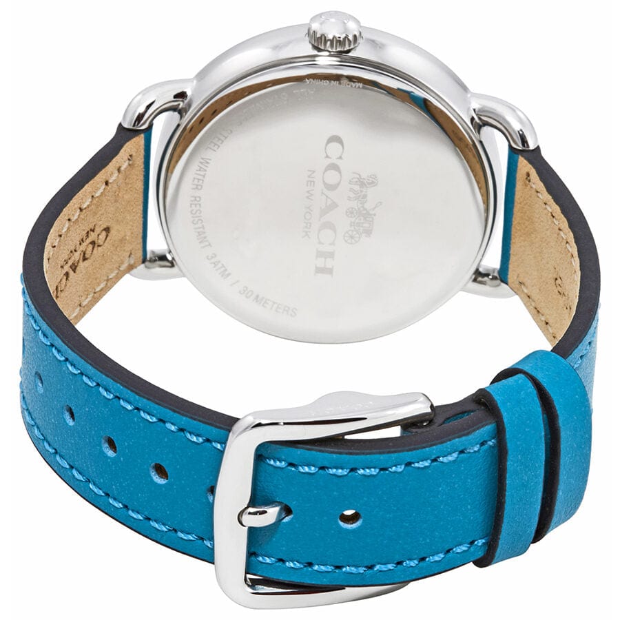 Coach Delancey White Dial Turquoise Leather Strap Watch for Women - 14502884