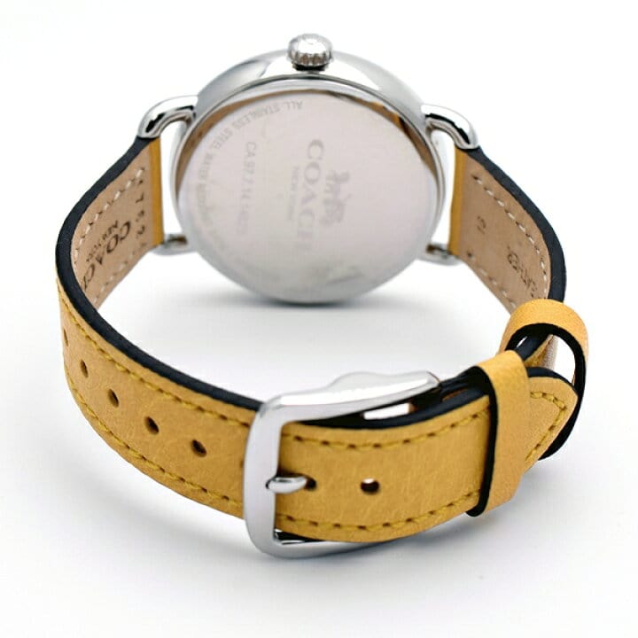 Coach Delancey White Dial Yellow Leather Strap Watch for Women - 14502882
