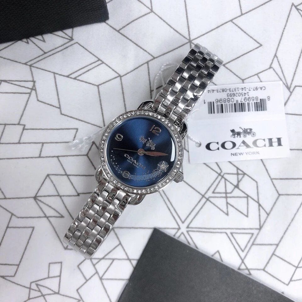 Coach Glitz Blue Dial Silver Steel Strap Watch for Women - 14502693