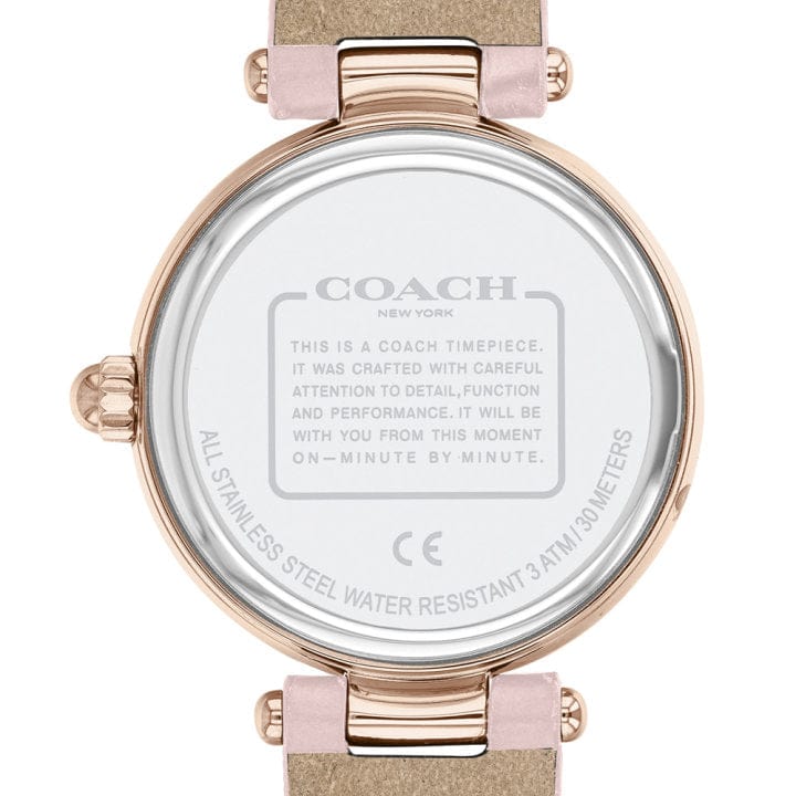 Coach Hayley Mother of Pearl Pink Dial Pink Leather Strap Watch for Women - 14503537