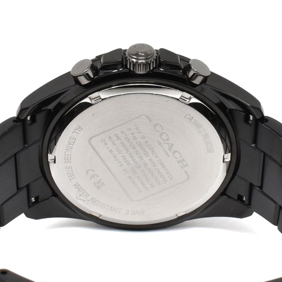 Coach Kent Chronograph Black Dial Black Steel Strap Watch for Men - 14602554