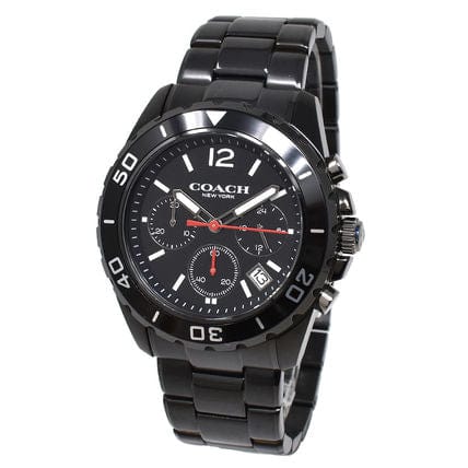 Coach Kent Chronograph Black Dial Black Steel Strap Watch for Men - 14602554
