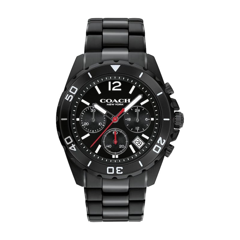 Coach Kent Chronograph Black Dial Black Steel Strap Watch for Men - 14602554