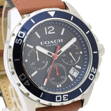 Coach Kent Chronograph Blue Dial Brown Leather Strap Watch for Men - 14602560