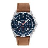 Coach Kent Chronograph Blue Dial Brown Leather Strap Watch for Men - 14602560