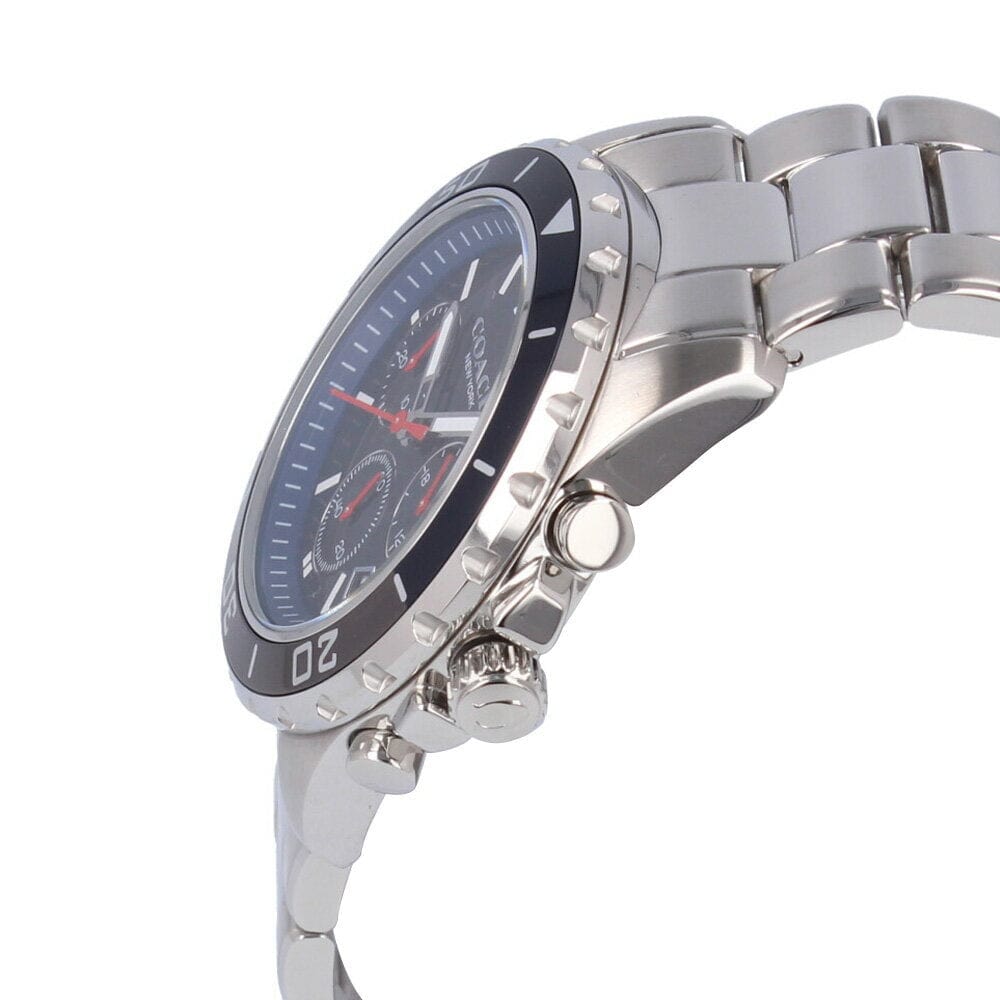 Coach Kent Chronograph Blue Dial Silver Steel Strap Watch for Men - 14602555