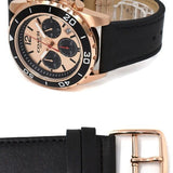 Coach Kent Chronograph Rose Gold Dial Black Leather Strap Watch for Men - 14602559