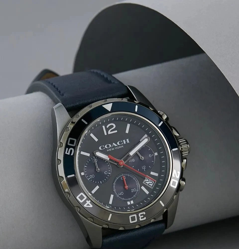 Coach Kent Grey Dial Blue Leather Strap Watch for Men - 14602558