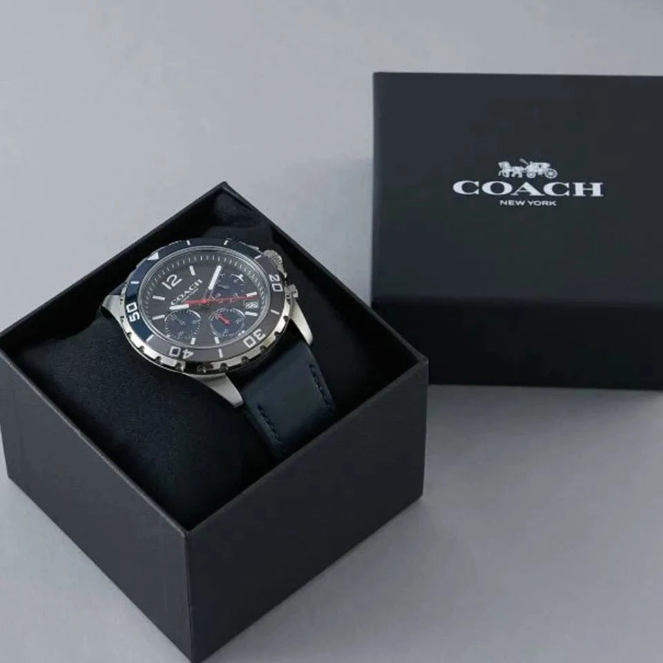 Coach Kent Grey Dial Blue Leather Strap Watch for Men - 14602558