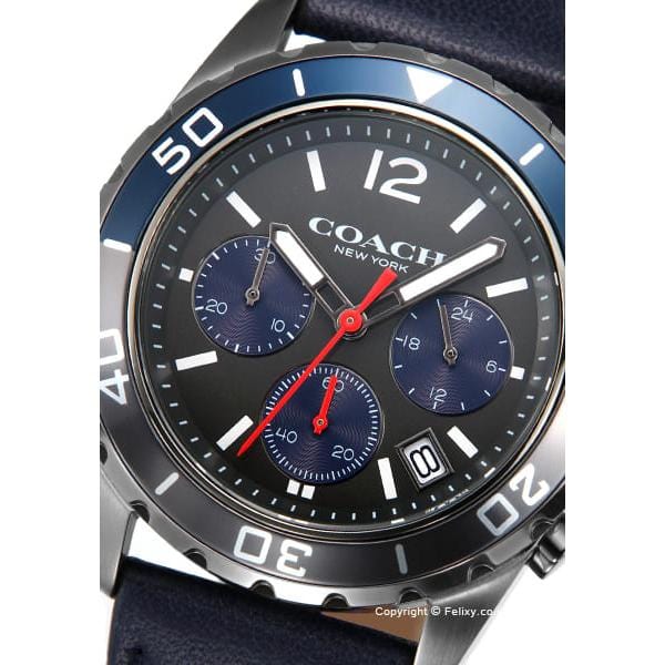 Coach Kent Grey Dial Blue Leather Strap Watch for Men - 14602558