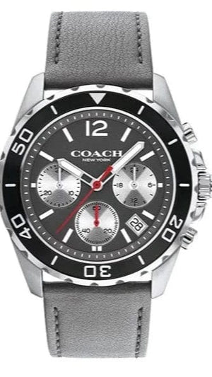 Coach Kent Grey Dial Grey Leather Strap Watch for Men - 14602561