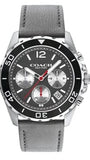 Coach Kent Grey Dial Grey Leather Strap Watch for Men - 14602561