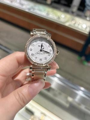 Coach Madison Crystals Silver Dial Two Tone Steel Strap Watch for Women - 14502404