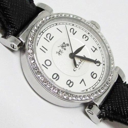Coach Madison White Dial Black Leather Strap Watch for Women - 14502399