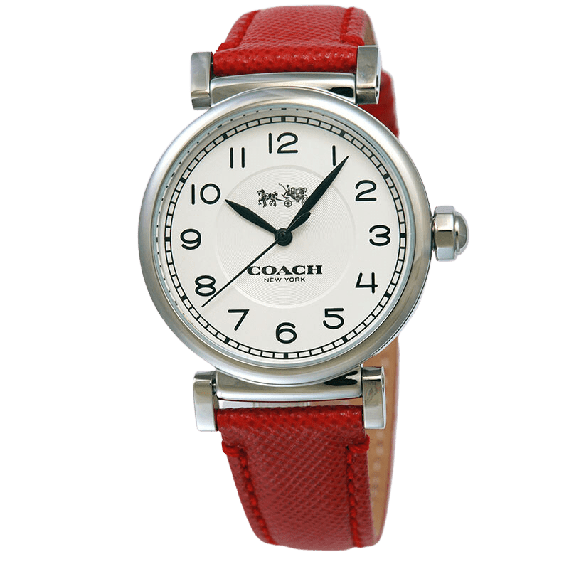 Coach Madison White Dial Red Leather Strap Watch for Women - 14502407