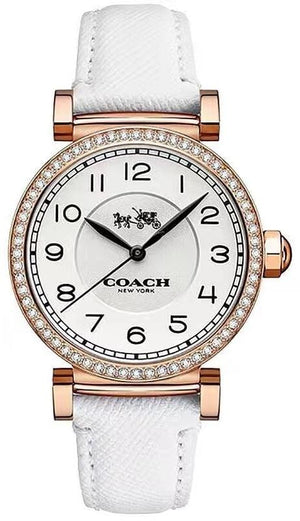 Coach Madison White Dial White Leather Strap Watch for Women - 14502401
