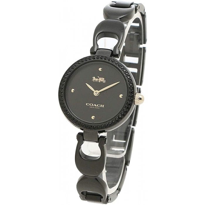 Coach Park Swarovski Crystals Black Dial Black Steel Strap Watch for Women - 14503564