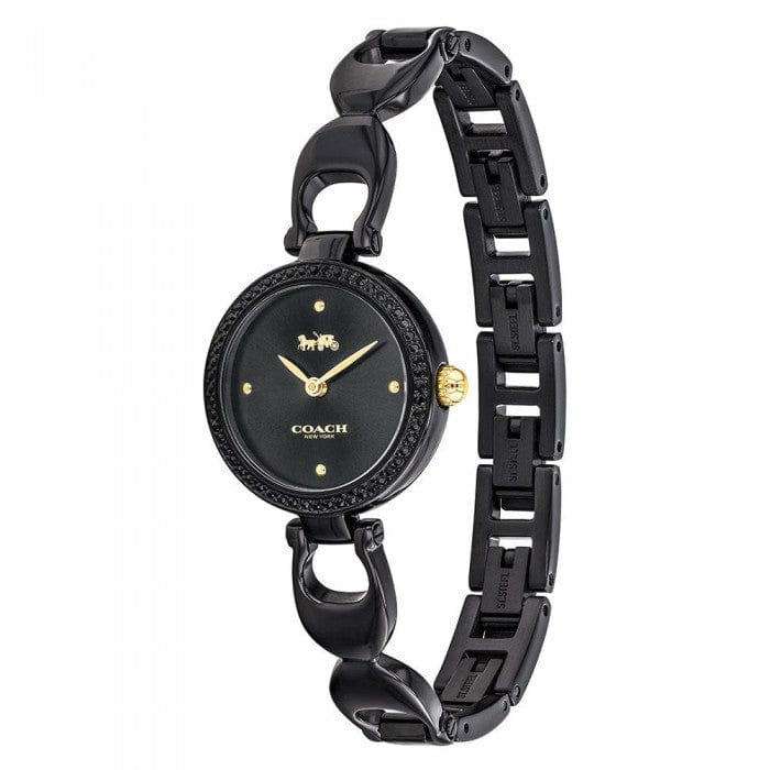 Coach Park Swarovski Crystals Black Dial Black Steel Strap Watch for Women - 14503564