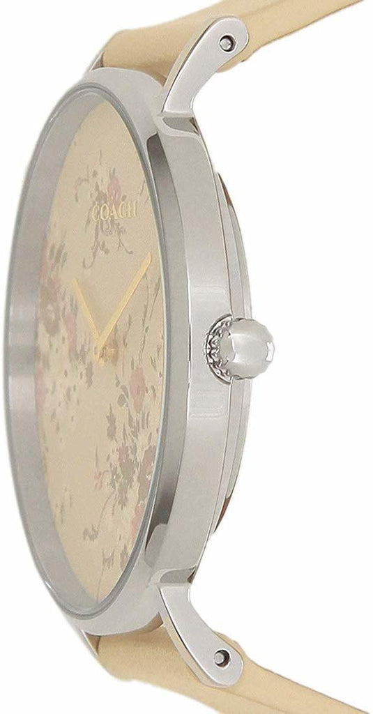 Coach Perry Beige Floral Dial Beige Leather Strap Watch for Women - 14503293
