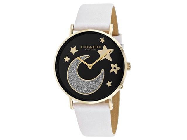 Coach Perry Black Dial White Leather Strap Watch for Women - 14503041