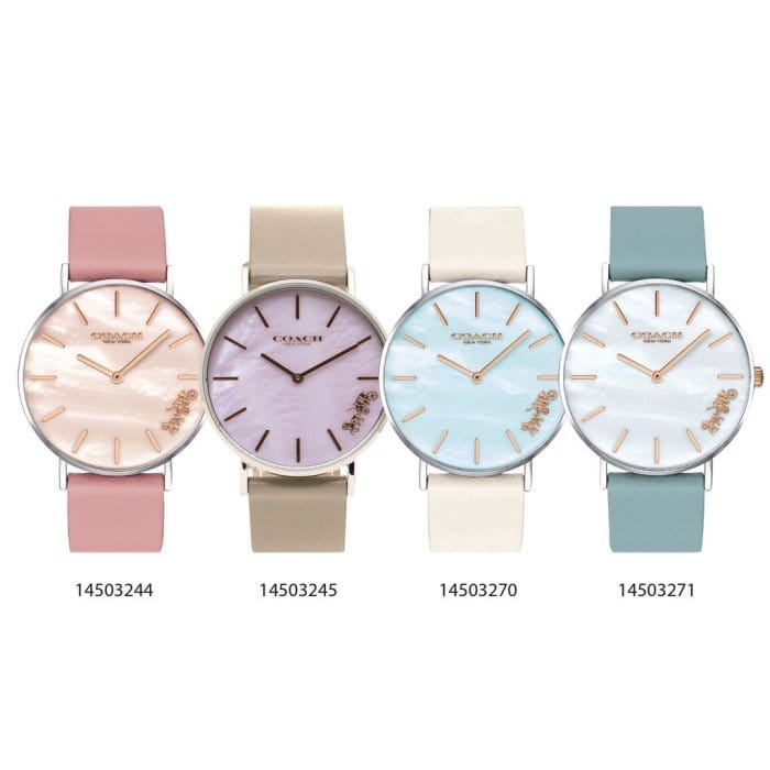 Coach Perry Mother of Pearl White Dial Blue Leather Strap Watch for Women - 14503271