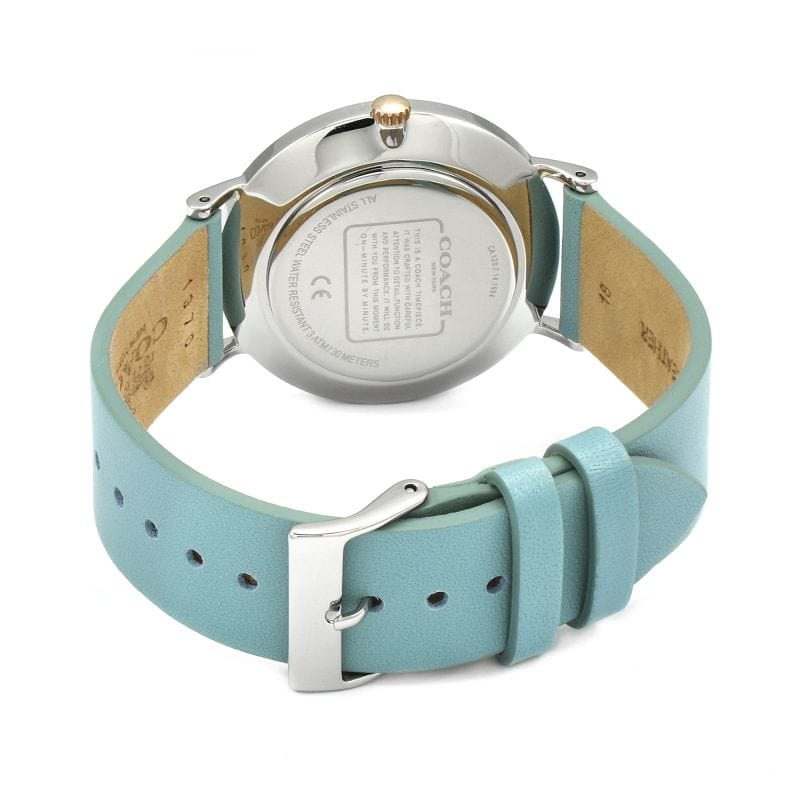 Coach Perry Mother of Pearl White Dial Blue Leather Strap Watch for Women - 14503271