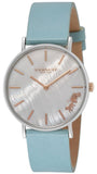 Coach Perry Mother of Pearl White Dial Blue Leather Strap Watch for Women - 14503271