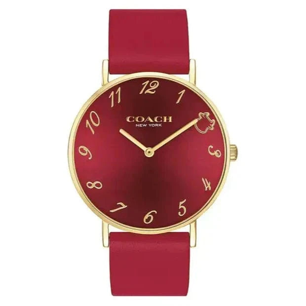 Coach Perry Red Dial Red Leather Strap Watch for Women - 14503722