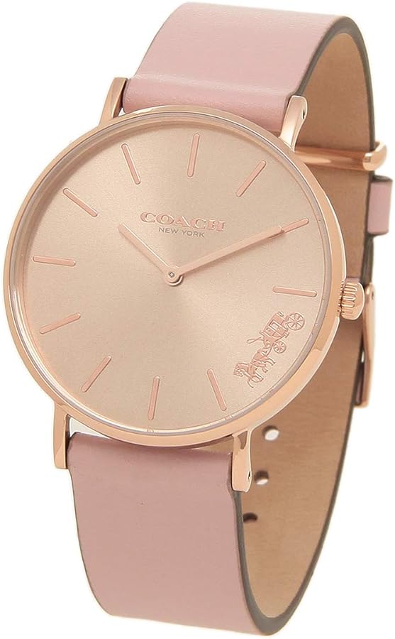 Coach Perry Rose Gold Dial Pink Leather Strap Watch for Women - 14503332-C