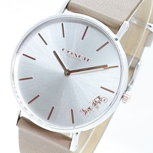 Coach Perry Silver Dial Light Brown Leather Strap Watch for Women - 14503119
