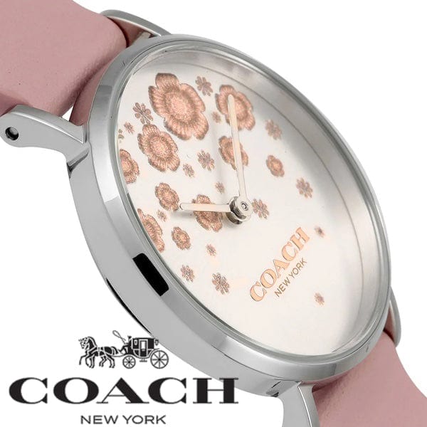 Coach Perry Silver Dial Pink Leather Strap Watch For Women - 14503325